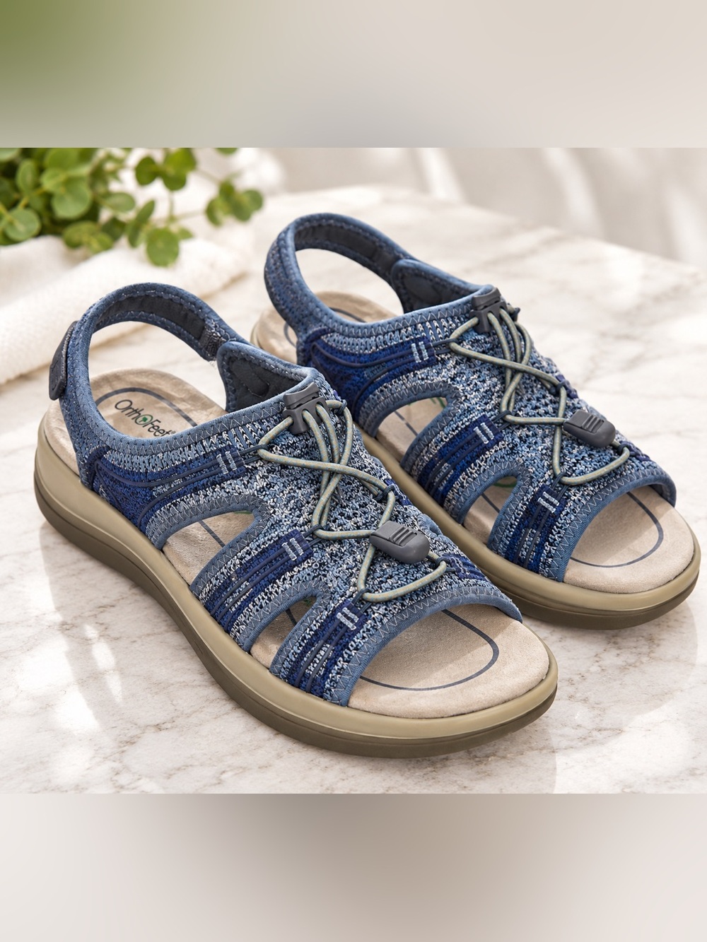 Orthofeet Maui Women's Orthopedic Comfort Sandals - Blue - Size 6.5 Medium (B)